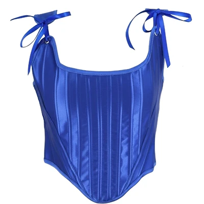 Satin Ribbon Corset With Panel Stitching