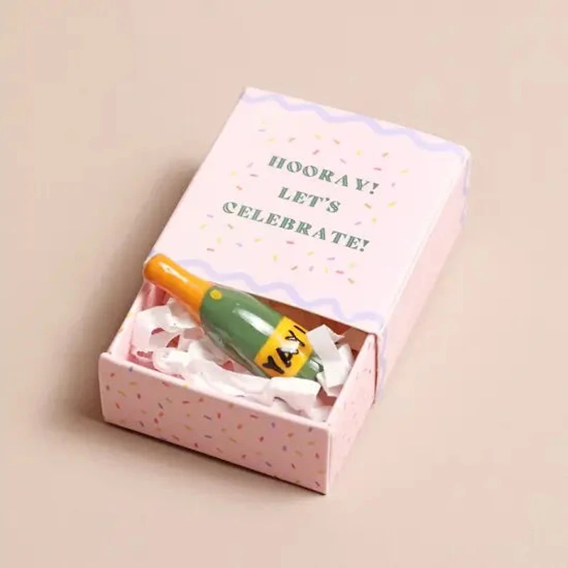 Champagne Tiny Matchbox Ceramic Token