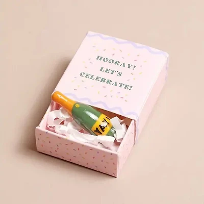 Champagne Tiny Matchbox Ceramic Token