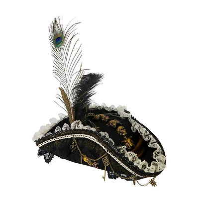Pirate Hat W Feathers & Skeletons
