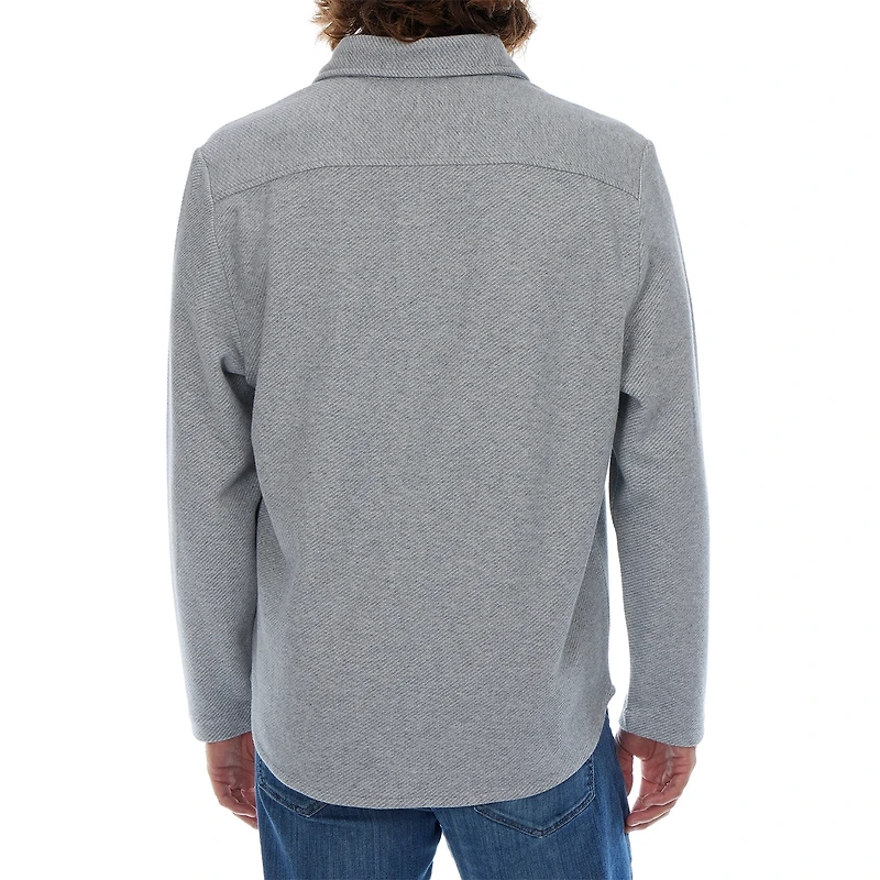 Subtle Diagonal Textured Solid Shacket Shirt Jacket