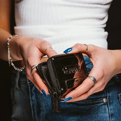 Retro 80s Cassette Tape Black Wallet