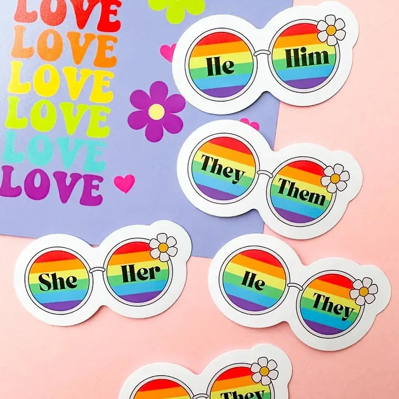 70s Sunglassess He Him Sticker