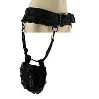 Pleather Belted Skull Laced Waist Bag
