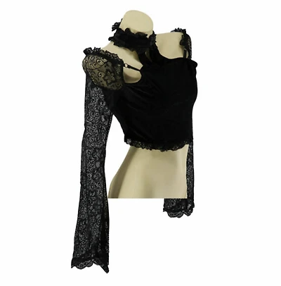 Velvet Mock Neck Off Shoulder Top