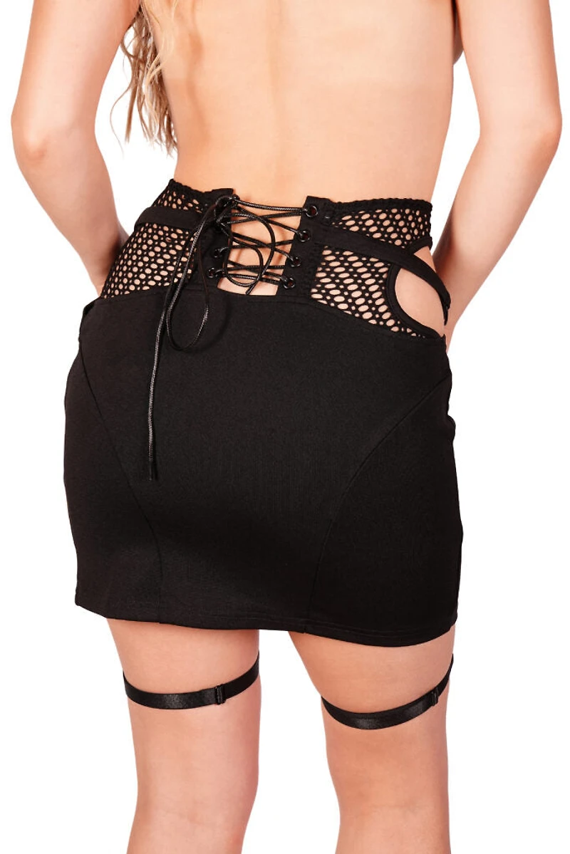 Punk Fisnet Cross Mini Skirt