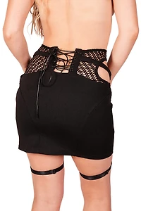Punk Fisnet Cross Mini Skirt