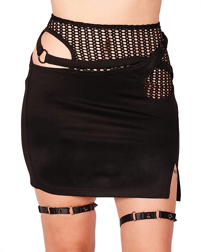 Punk Fisnet Cross Mini Skirt
