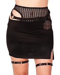 Punk Fisnet Cross Mini Skirt