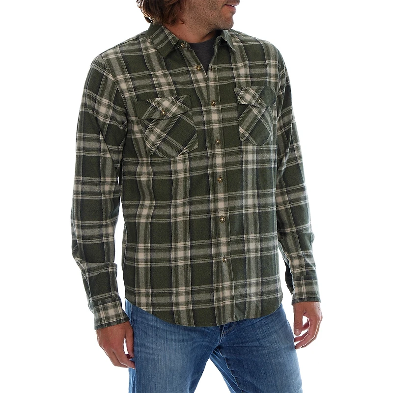 Long Sleeve Flannel Plaid Front Pockets Shirt