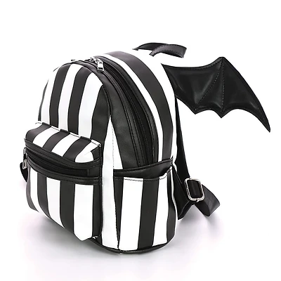 Bat Wing Stripe Mini Backpack In Black And White