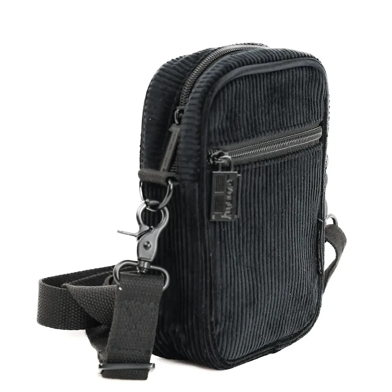 Corduroy Black Small Crossbody Shoulder Bag Festival Travel