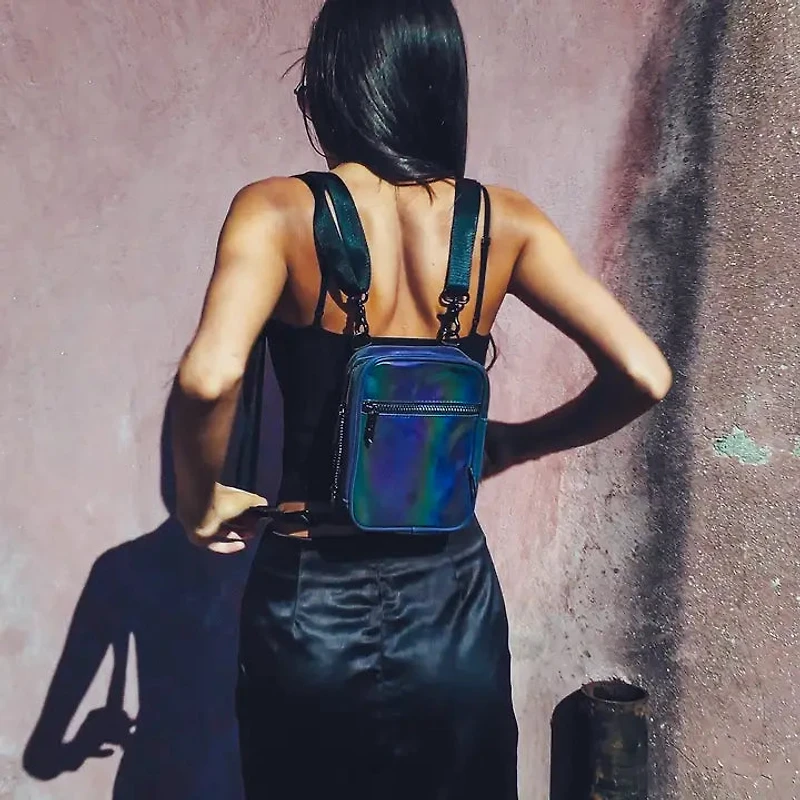 Crossbody Sling Bag Reflective Rainbow