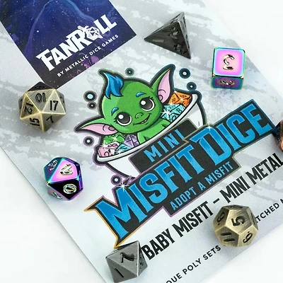Mystery Misfit Mini Metal Polyhedral Dice Set