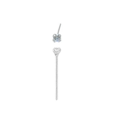22g 925 Sterling Silver Prong Set 1.5mm Clear Gem Nose Pin