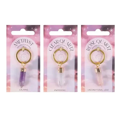 Semi Precious Crystal Amethyst Keyring
