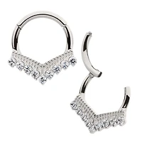 9 Gem Chevron Design Hinged Hoop