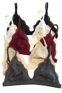 Floral Sheer Lace Triangle Lowcut Mesh Lined Bralette