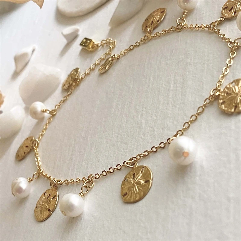 Amphitrite Pearls & Sand Dollar Anklet