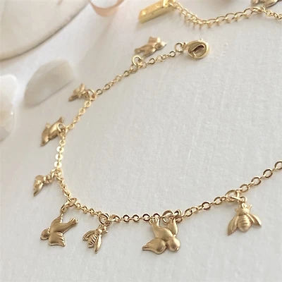 Birds And Bees Dainty Charm Anklet.