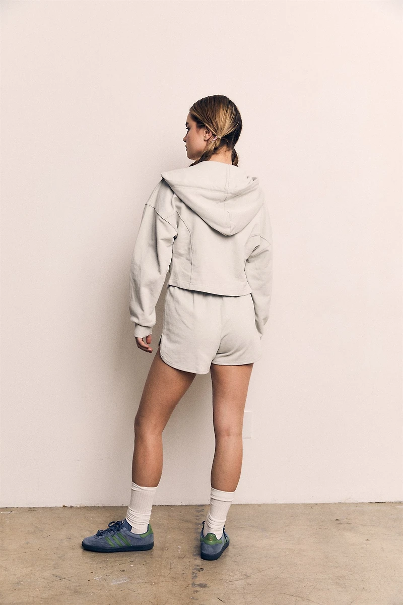 Cropped Zip Up Hoodie