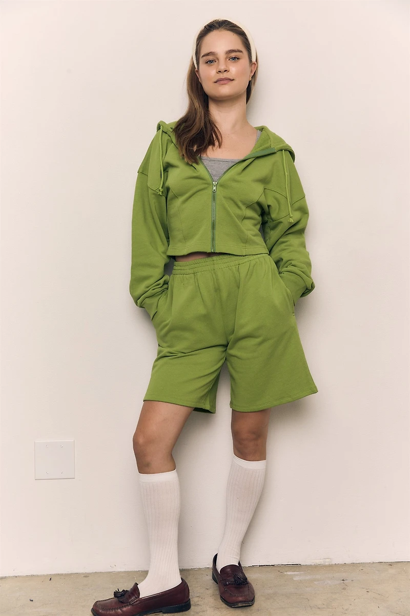 Crop Zip Up Hoodie