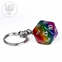 Rainbow D20 Keychain