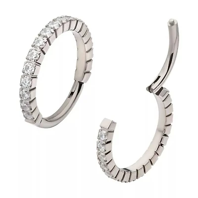 All Around Prong Cz Hinged Hoop