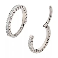 All Around Prong Cz Hinged Hoop