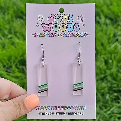 Aromantic Acrylic Pride Flag Earrings
