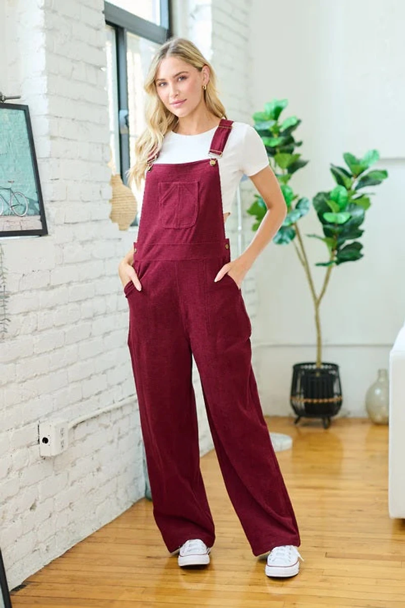 Classic Maroon Corduroy Overalls