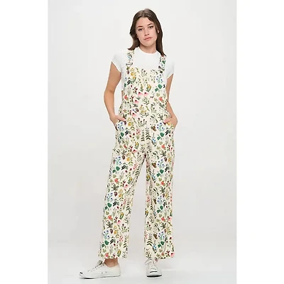 Floral Garden Print Overalls