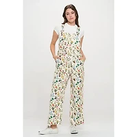 Floral Garden Print Overalls