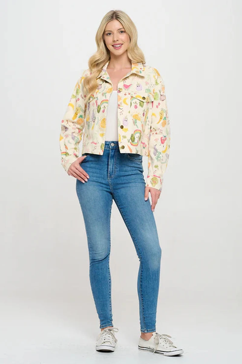 Fruits And Veggies Print Jacket