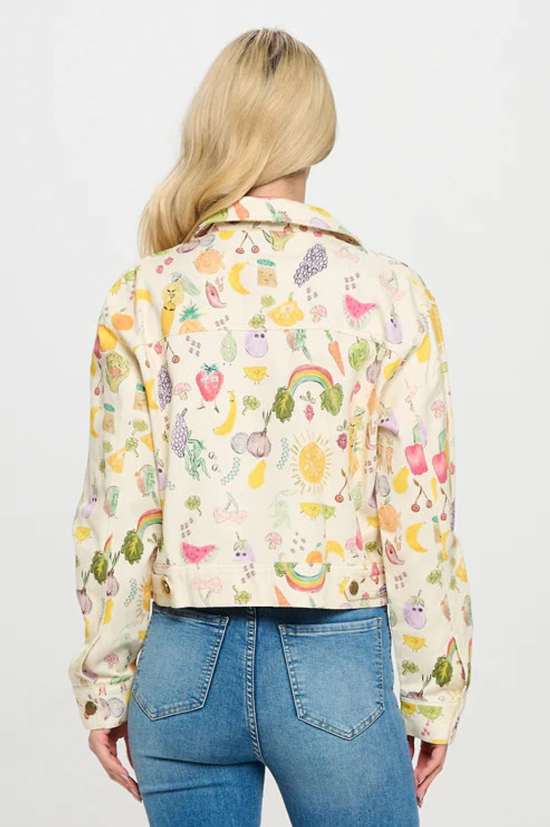 Fruits And Veggies Print Jacket