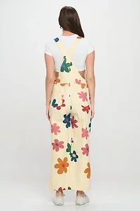 Colorful Daisy Print Overalls