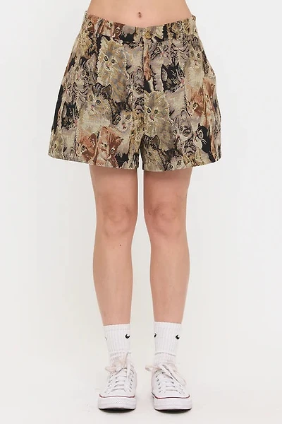 Cat Collage Print Tapestry Shorts