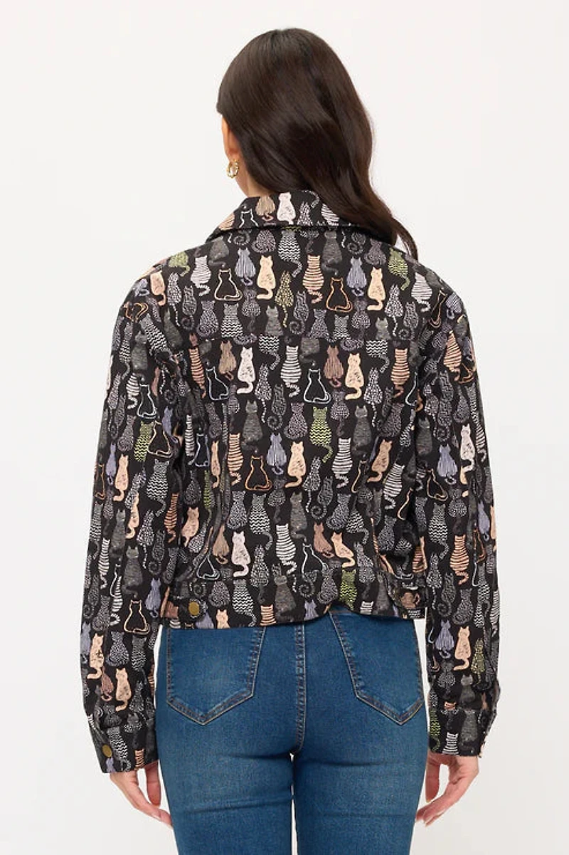 Colorful Cat Print Jacket