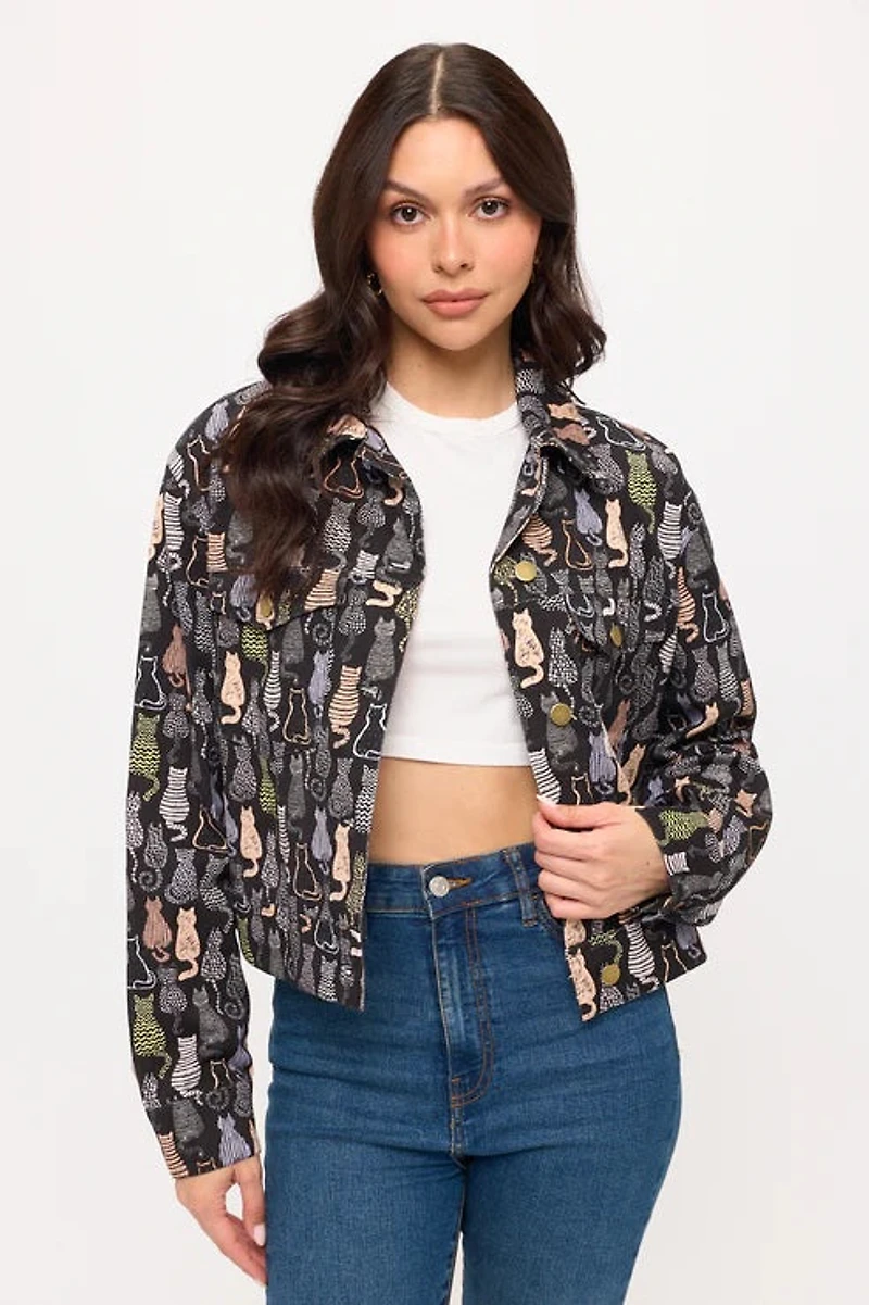 Colorful Cat Print Jacket