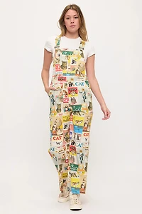 Retro Cat Collage Print Overalls