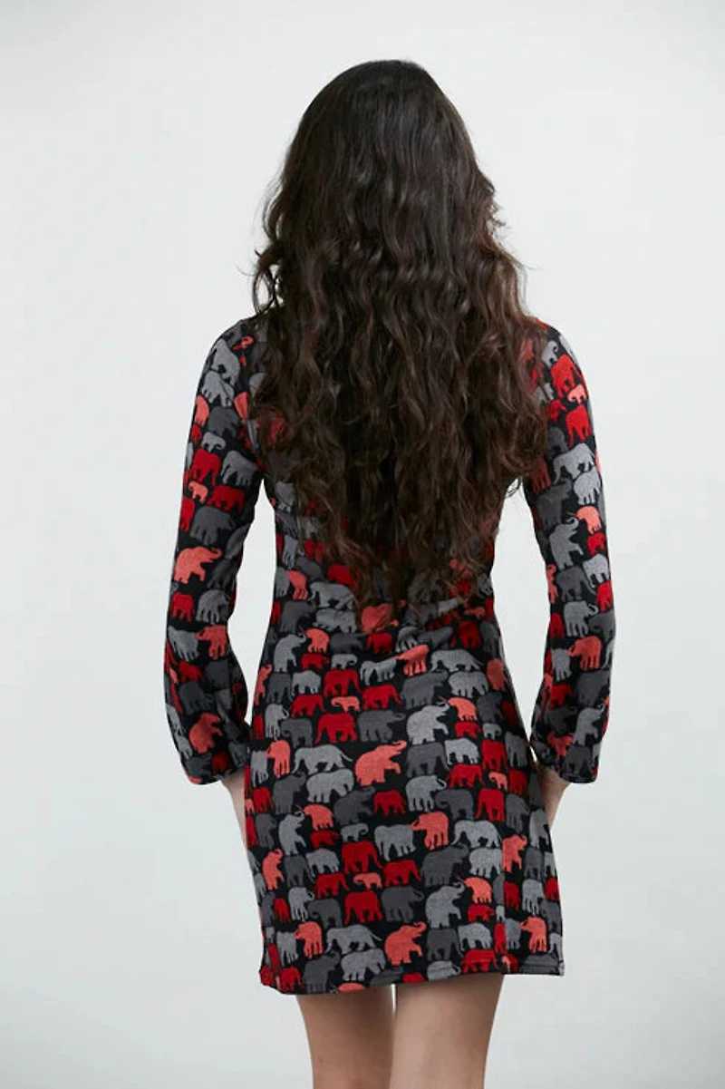 Elephant Print Winter Tunic Dress