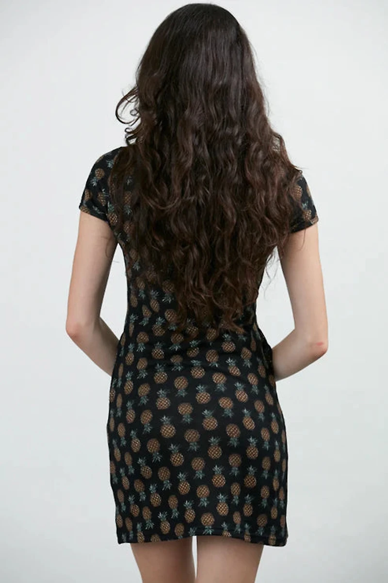 Pineapple Print Winter Tunic Black