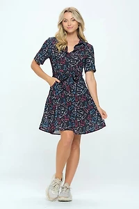 Black Colorful Cats Print Dress