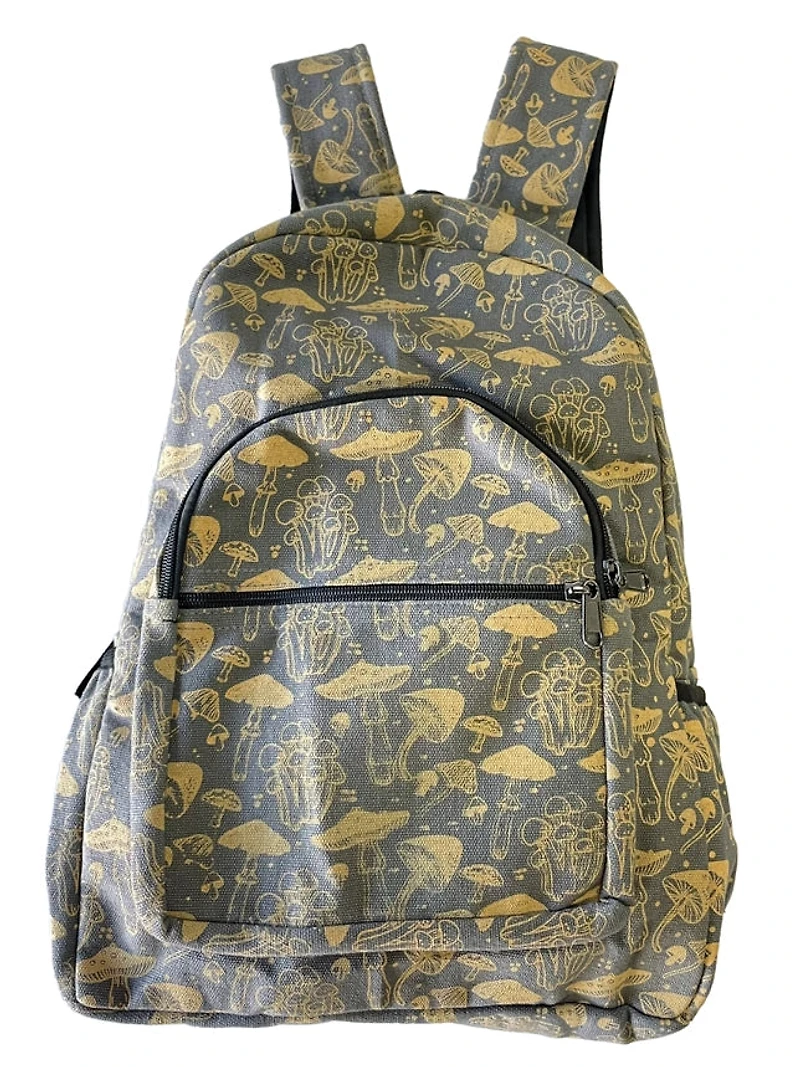 Mushroom Print Backpack Gray