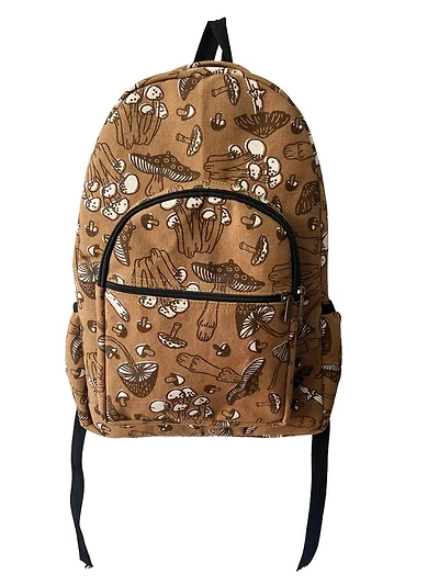 Backpack Mushroom Print Brown