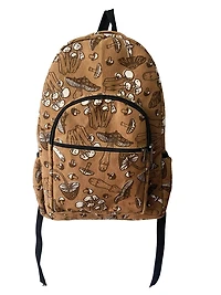 Backpack Mushroom Print Brown