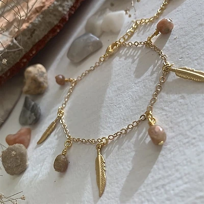 Maligne Feather And Jasper Charm Bracelet