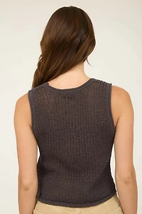 Charcoal V Neck Front Button Knit Vest