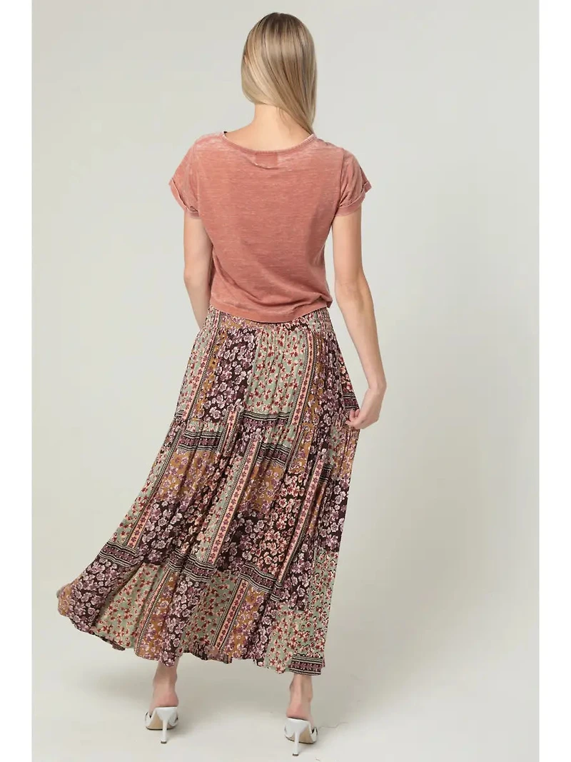 Tiered Skirt With Slit Swiss Dot