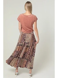Tiered Skirt With Slit Swiss Dot